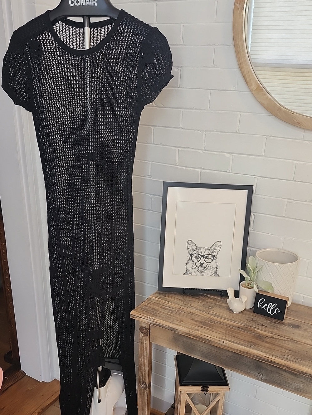 Black Swim Coverup Dress, Medium